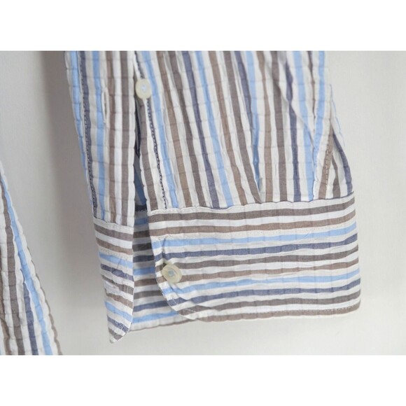 Emanuel Berg Men's Modern Fit Button up Dress Shirt‎ Seersucker size XL - Picture 5 of 9